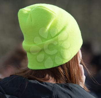 Green hat on the girl