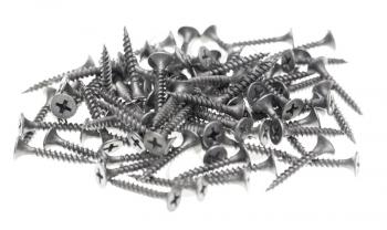Screws for construction on a white background .