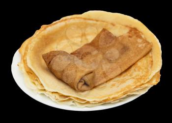 Russian pancakes on a black background