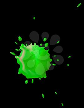 abstract blot green blob on a black background