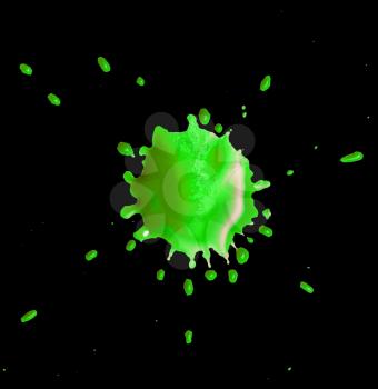 abstract blot green blob on a black background