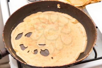 pancakes in a frying pan