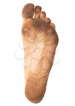 dirty foot on a white background