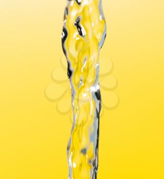 a jet of water on a yellow background