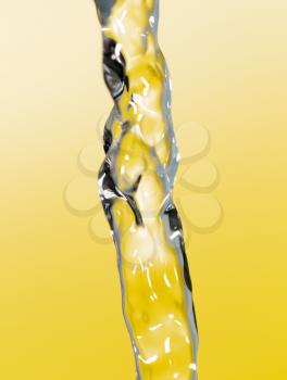 a jet of water on a yellow background