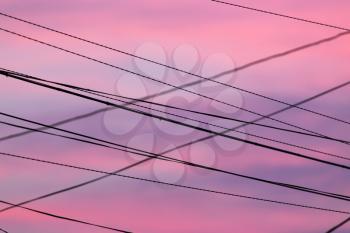 electric wires at sunset