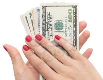 dollars in hand with red manicure