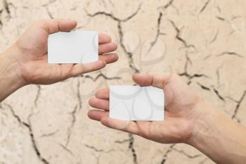 white card in hand  