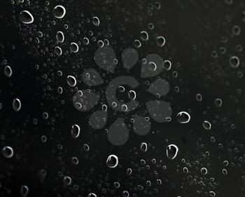 Water drops on black glass