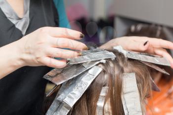 hair coloring in a beauty salon