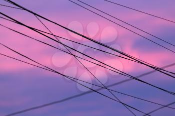 electric wires at sunset