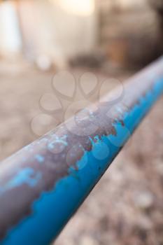 old blue pipe on the nature