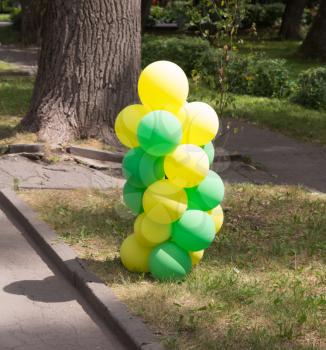 yellow and green balloons in nature