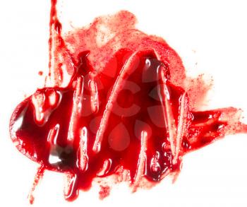 smeared red blood on white background