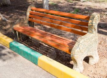 orange bench in the park