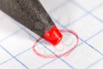 red pencil on paper. macro