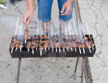 shish kebab on coals