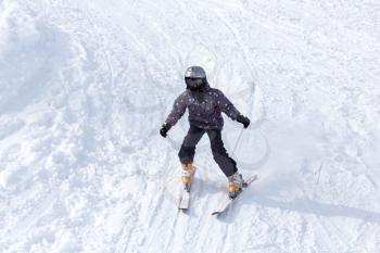 Boy skiing in the winter