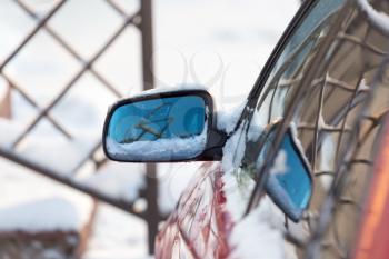 winter snow on cars . A photo