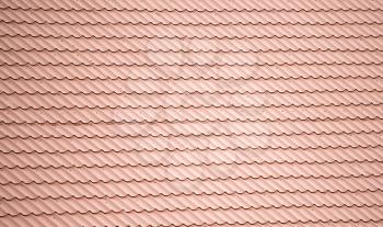 Metal profile on the roof of the house as a background .