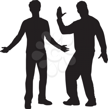 Royalty Free Clipart Image of Silhouettes of Two Young Men