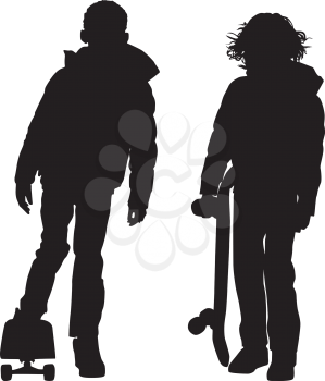 Royalty Free Clipart Image of Two Skateboarders