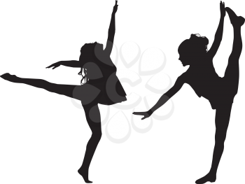 Royalty Free Clipart Image of Silhouettes of Two Dancers