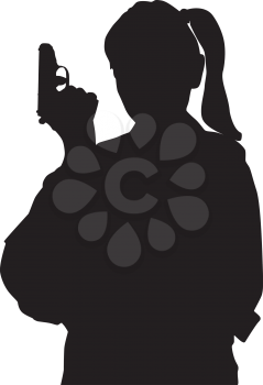 Royalty Free Clipart Image of a Girl With a Gun