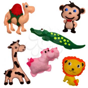 6 Felt toys safari animals