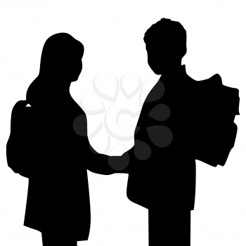 Royalty Free Clipart Image of a Boy and Girl With Schoolbags