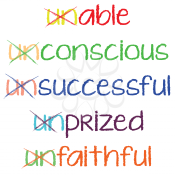 Royalty Free Clipart Image of Turning Negative Words into Positive Ones