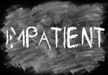 Royalty Free Clipart Image of the Word Impatient With Im Crossed Out