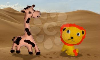 Giraffe and lion - felt toys