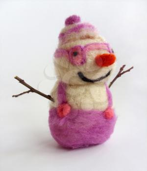 Funny snowman - handmade needle felted wool