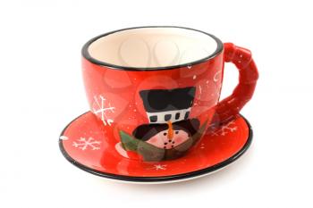 Royalty Free Photo of a Christmas Cup and Saucer