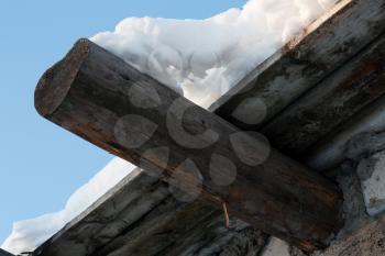 Royalty Free Photo of Snow on a Wooden Roof