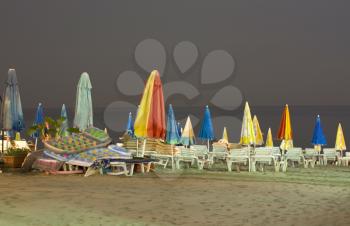 Royalty Free Photo of a Bunch of Umbrellas at the Beach