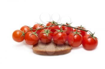 Royalty Free Photo of Tomatoes on a Piece of Bread