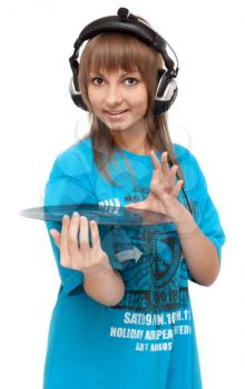 Royalty Free Photo of a Woman Holding a Record