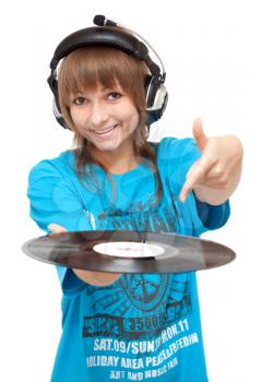 Royalty Free Photo of a Girl Holding a Record