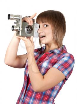 Royalty Free Photo of a Girl With a Video Camera