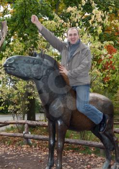 Royalty Free Photo of a Man on a Horse Statue