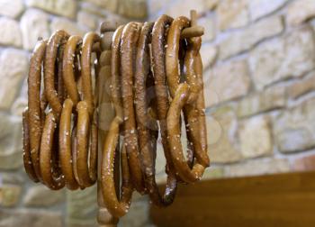 Royalty Free Photo of Pretzels in a Restaurant