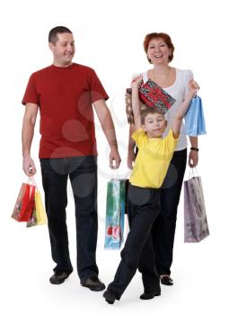 Royalty Free Photo of a Family Holding Shopping Bags