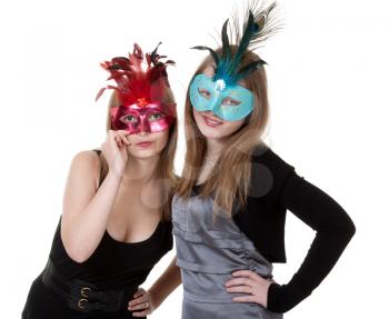 Royalty Free Photo of Two Girls in Masks