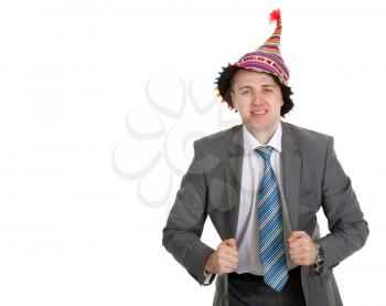 Royalty Free Photo of a Businessman in a Funny Hat