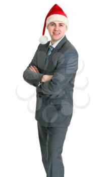 Royalty Free Photo of a Businessman in a Santa Hat