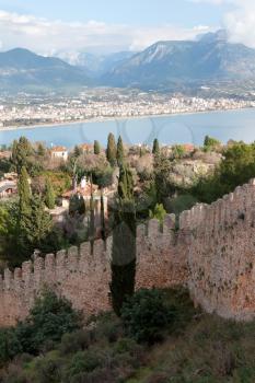 Royalty Free Photo of a Fortress in Alanya, Turkey