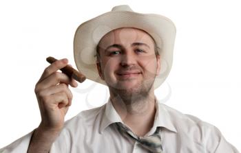 Royalty Free Photo of a Man Holding a Cigar