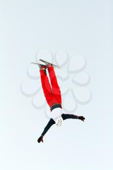 Royalty Free Photo of a Skier Doing a Flip
